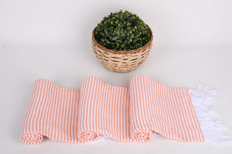Organic Turkish towel, Custom Beach Towel, Bathroom Towel, Embroidered Beach Towel, Peshtemal Towel USA, Organic towel, 68x36 Cotton Striped Towel - 8