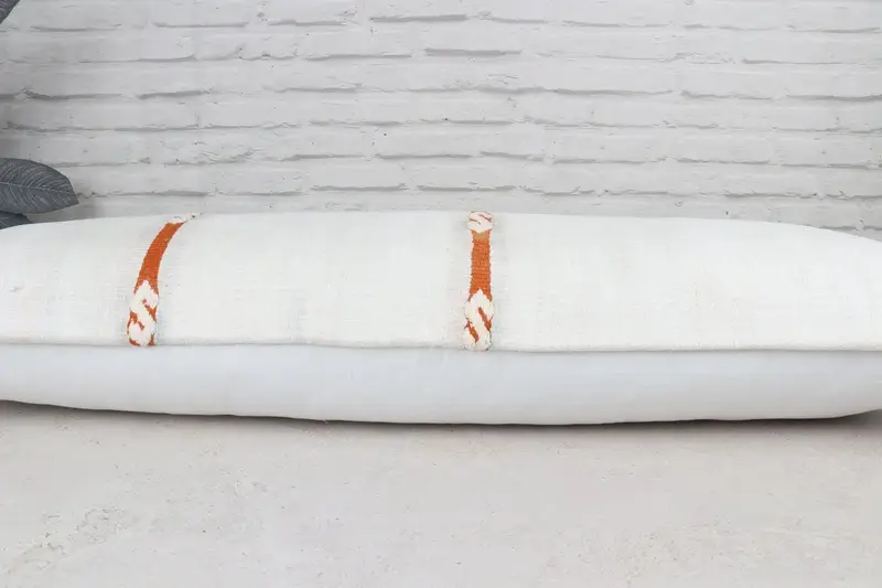 Kilimkissen werfen, ethnischer Kilimteppichkissen, 16x48 weißes Kissen, Kissengehäuse, Kissen für Sofa, Nomadenkissen, handgewebte Kissenbedeckungspolster - 6
