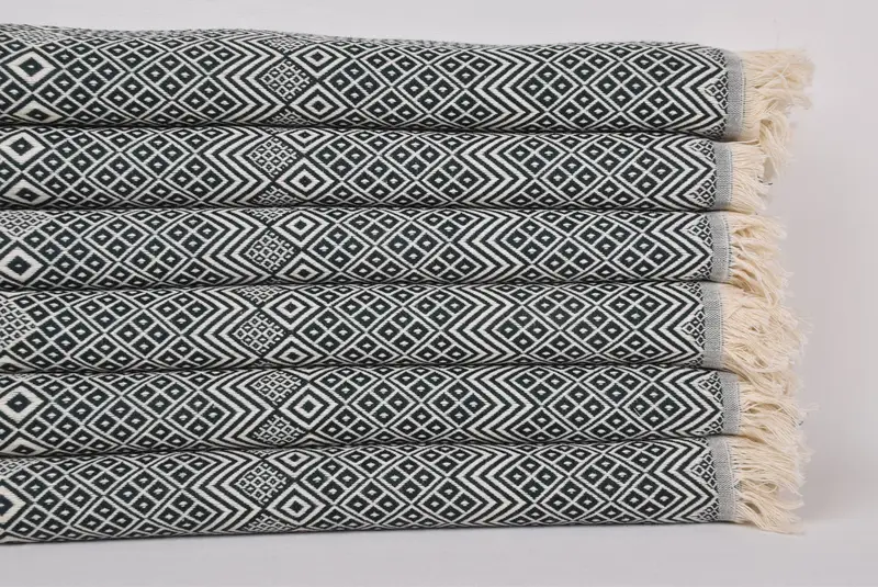 70x40 Cotton Diamond Towel, Absorbent towel, Wedding Hand Made Gift, Quick-dry travel peshtemal towel, Gift For Her, Bridal Gifts, Embroidered Towel - 2