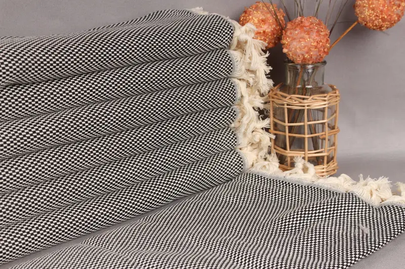 Personalized Bachelorette Towel Black Polka Dot, Organic Cotton, 40x71 Inches