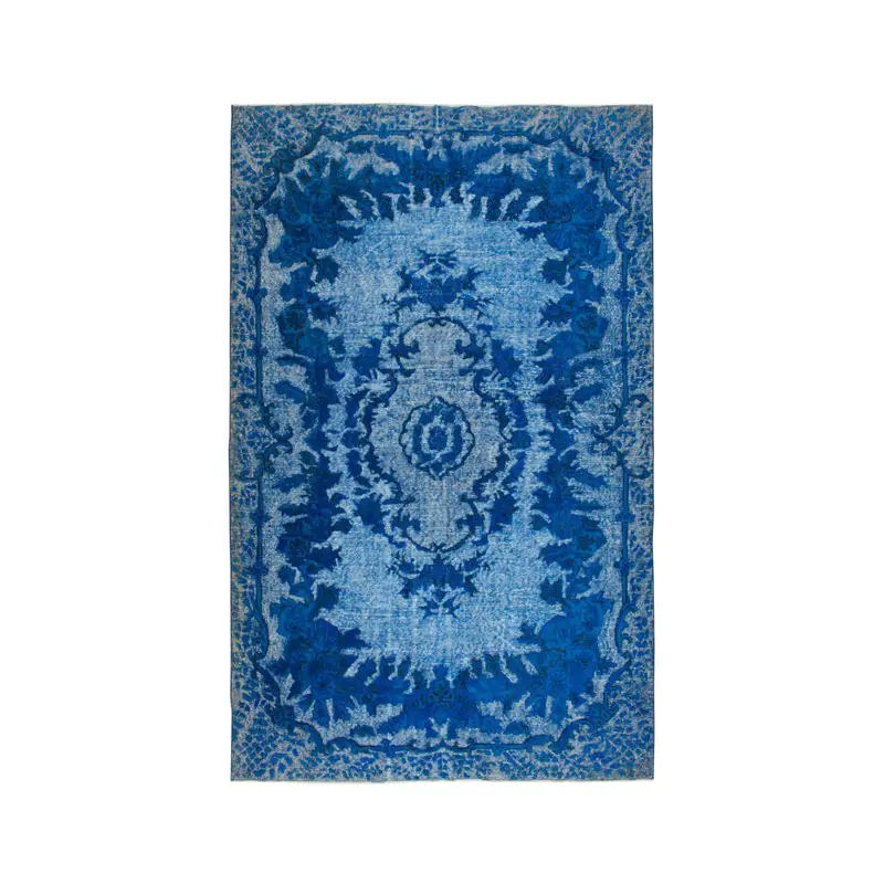 6,4x10,2 ft Teppich, türkischer Vintage Teppich, blauer Oushak Wollteppich - 1