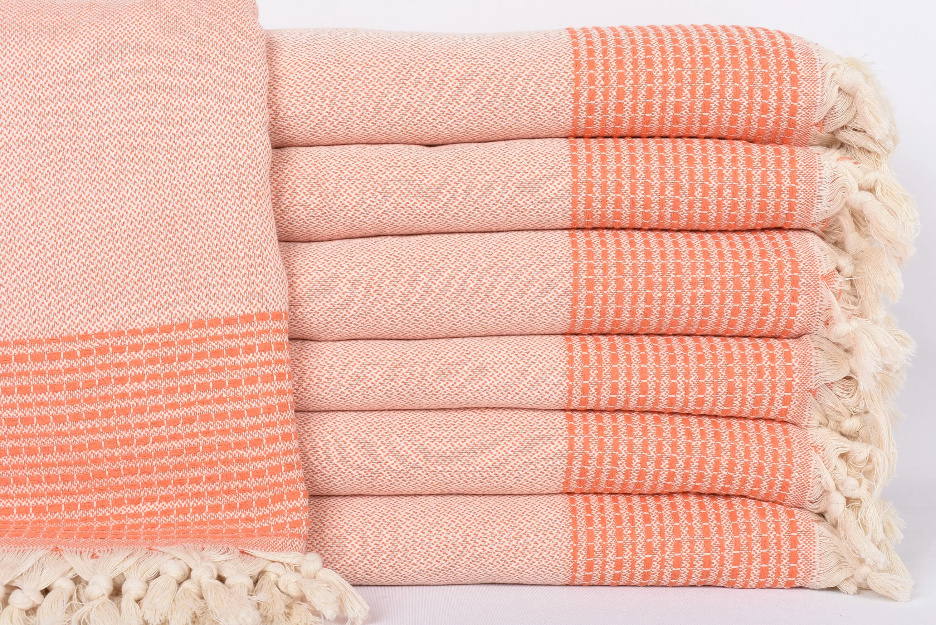 Bridal Shower Gift, 95x91 Inch Orange Striped Blanket, Organic Throw - 1