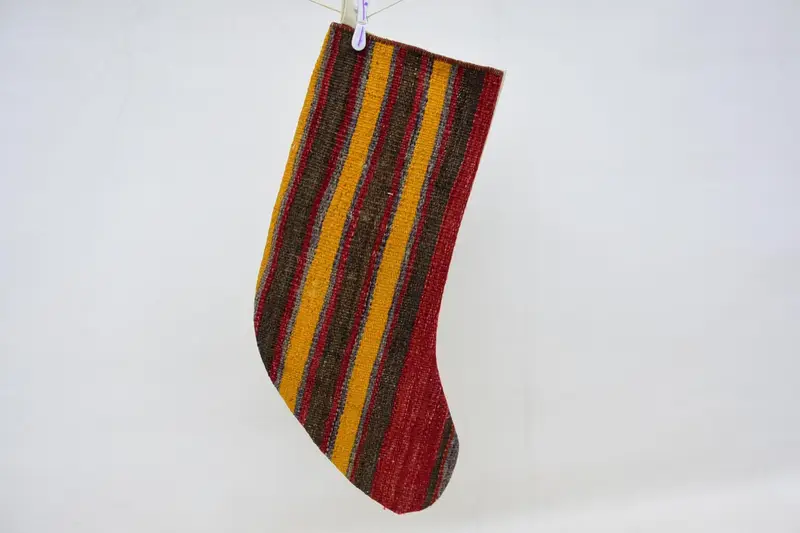 Festive 15.7 Inch Red and Orange Ornament Stocking, Christmas Stocking