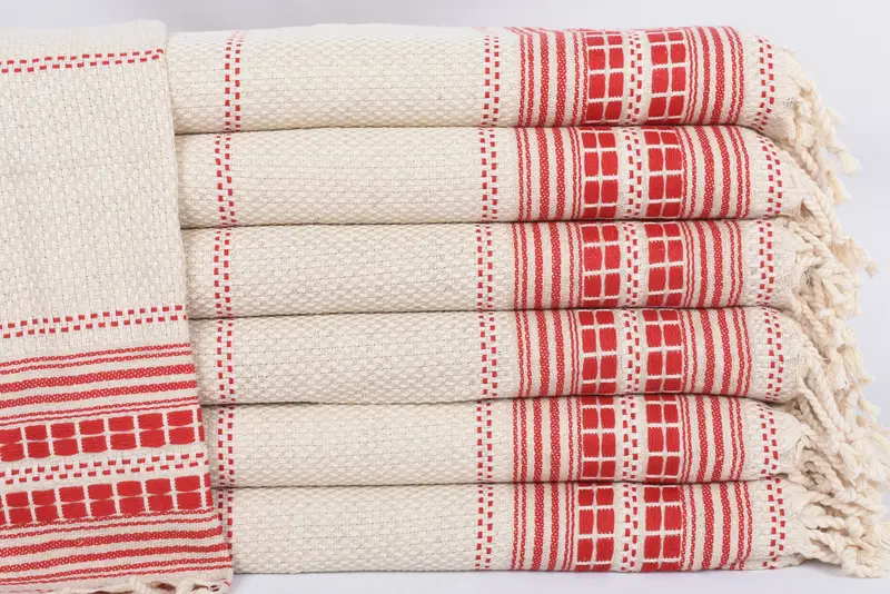 Housewarming Gift Personalized Red Striped Hand Towel, 40x20 Inches