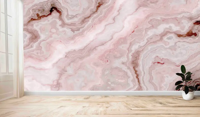 Elegant Modern Marble Wallpaper: Abstract Pink Printed Design