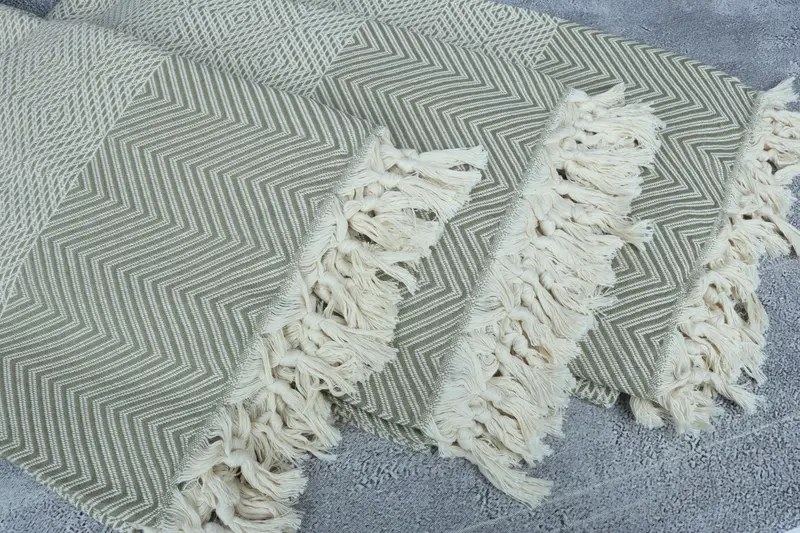 Throw Blanket, Woven Throw Blanket, Woven Blanket, 92x80 Cotton Diamond Towel, Thanksgiving Tablecloth, Welcome Wedding Gift, Organic Beach Blanket - 5