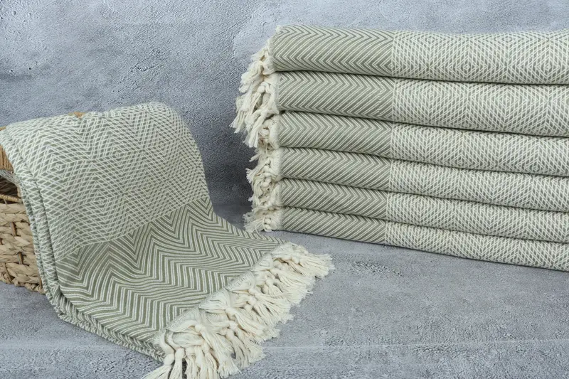 Throw Blanket, Woven Throw Blanket, Woven Blanket, 92x80 Cotton Diamond Towel, Thanksgiving Tablecloth, Welcome Wedding Gift, Organic Beach Blanket - 3