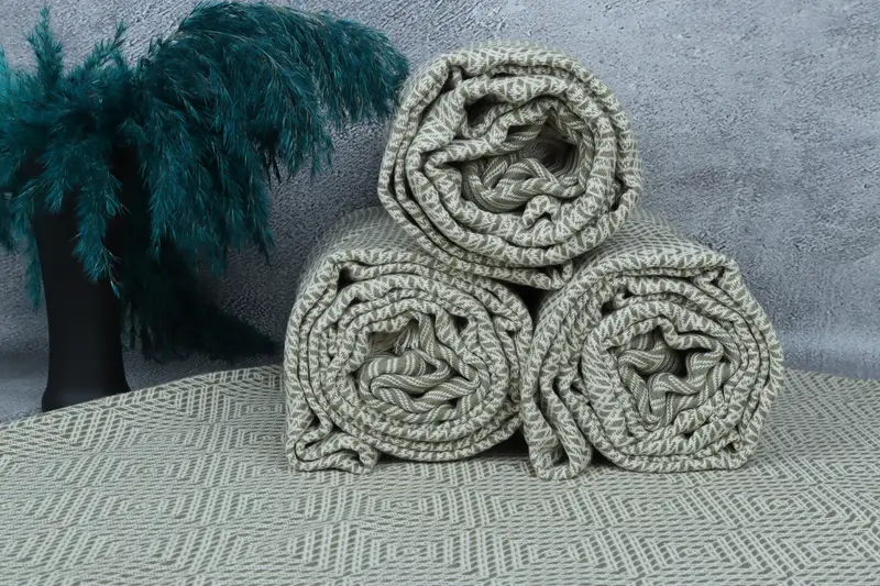 Throw Blanket, Woven Throw Blanket, Woven Blanket, 92x80 Cotton Diamond Towel, Thanksgiving Tablecloth, Welcome Wedding Gift, Organic Beach Blanket - 7