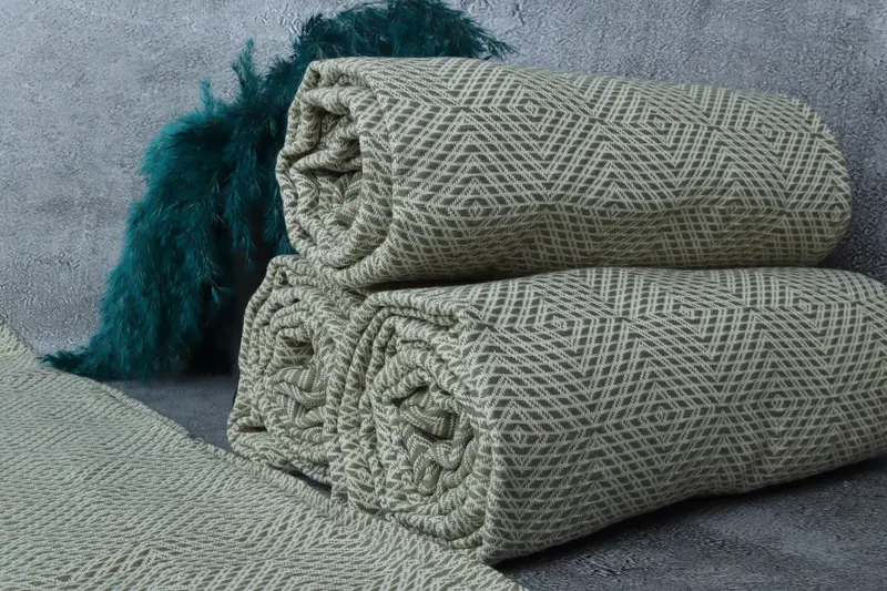 Throw Blanket, Woven Throw Blanket, Woven Blanket, 92x80 Cotton Diamond Towel, Thanksgiving Tablecloth, Welcome Wedding Gift, Organic Beach Blanket - 8