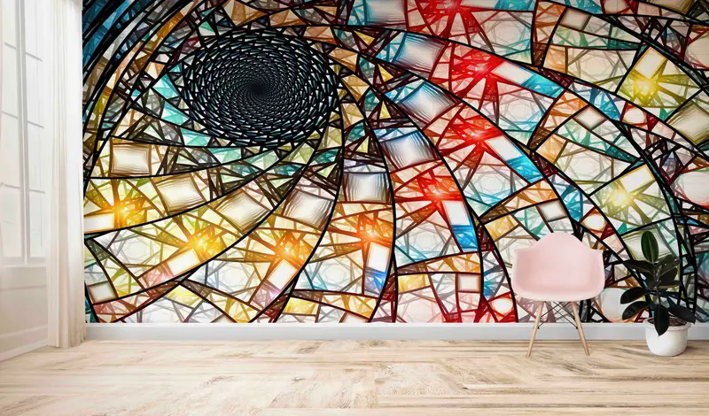 Lebhafte bedruckte Tapete: Entfesselte geometrische Fraktalmuster