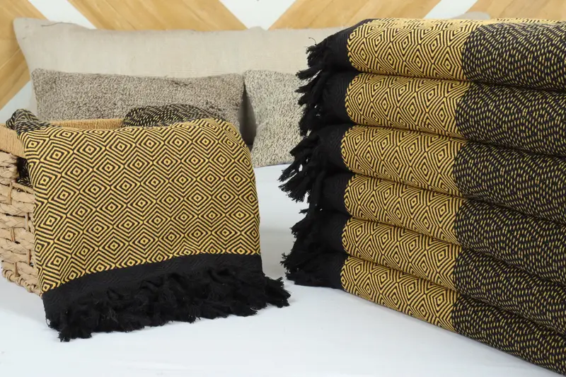 Bridal Shower Gift, Boho Throw Blankets, Throw Blanket, Bachelor Gifts, Christmas Tablecloth, Beach Wedding Favor, 100x80 Cotton Diamond Towel - 4