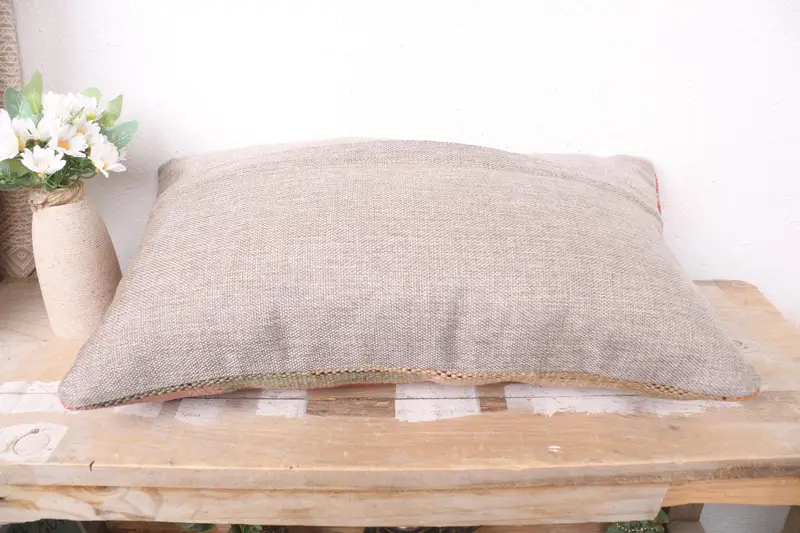 Kilim Pillow, Cushion Case, Pillow for Couch, Anatolian Pillow Cover, Oriental Pillow Cover, 12x20 Pink Pillow Case, Boho Pillow - 7
