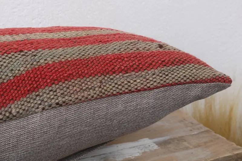 Kilim Pillow, Cushion Case, Pillow for Couch, Anatolian Pillow Cover, Oriental Pillow Cover, 12x20 Pink Pillow Case, Boho Pillow - 6