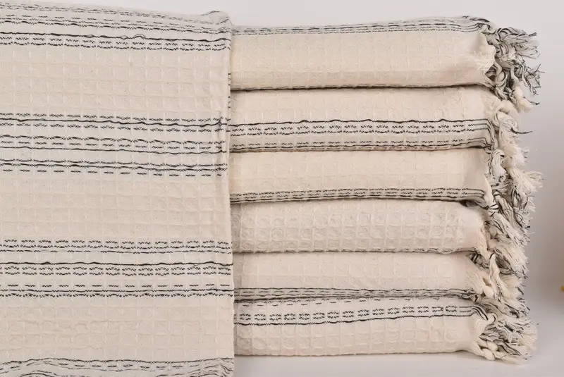 Turkish Towel Blanket, Housewarming Gift, 96x70 Cotton Striped Towel, Bachelorette Party Favors, Turkish Blanket Queen, Spa Gift, Tablecloth - 1