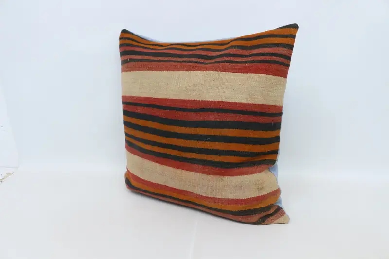 Turkish Kilim Pillow, Boho Pillow, Cushion, Vintage Kilim Pillow, Designer Throw Cushion Cover, Tribal Pillow, 28x28 Red Cushion Case - 4