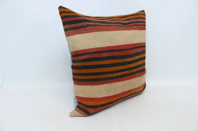 Turkish Kilim Pillow, Boho Pillow, Cushion, Vintage Kilim Pillow, Designer Throw Cushion Cover, Tribal Pillow, 28x28 Red Cushion Case - 3