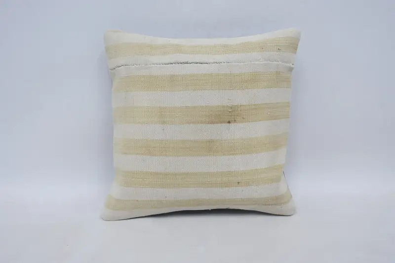 Throw Small Square Euro Sham, 14x14 inch Striped FloorBronze Antique Wool Pillow Cover - 1