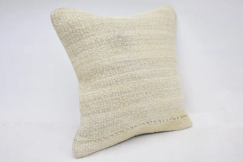 12x12 Beige Cushion, Ethnical Kilim Rug Pillow, Turkish Kilim Pillow, Turkish Bench Cushion Cover, Pillow Cover, Vintage Kilim Pillow - 3