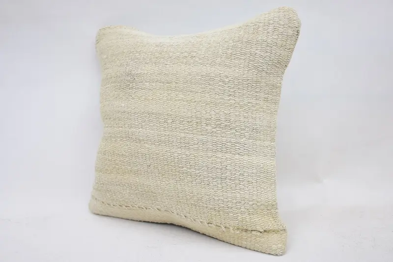 12x12 Beige Cushion, Ethnical Kilim Rug Pillow, Turkish Kilim Pillow, Turkish Bench Cushion Cover, Pillow Cover, Vintage Kilim Pillow - 2