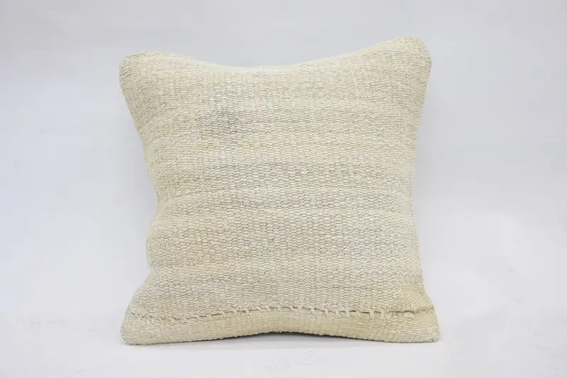 12x12 Beige Cushion, Ethnical Kilim Rug Pillow, Turkish Kilim Pillow, Turkish Bench Cushion Cover, Pillow Cover, Vintage Kilim Pillow - 1