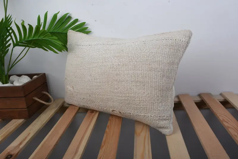 Couch Pillow, Christmas Pillow Sham, Antique Pillows, 12x20 Beige Pillow, Vintage Pillow, Cotton Cushion Cover, Kilim Cushion Sham, Cushion Cover - 5