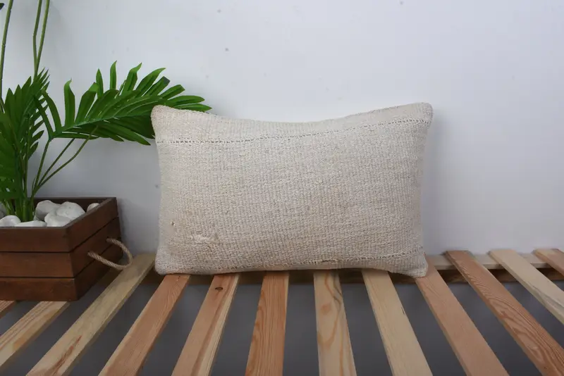 Couch Pillow, Christmas Pillow Sham, Antique Pillows, 12x20 Beige Pillow, Vintage Pillow, Cotton Cushion Cover, Kilim Cushion Sham, Cushion Cover - 1