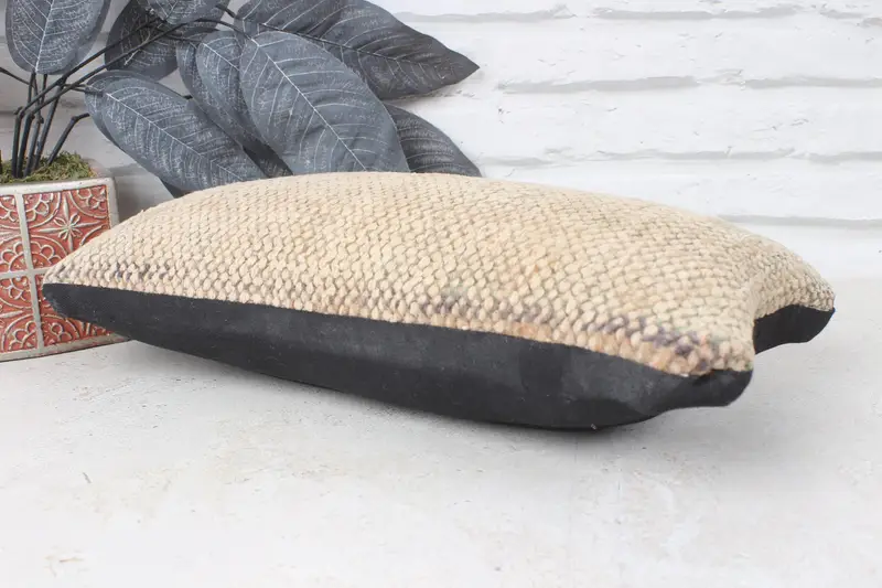 Handmade Kilim Cushion, Yoga Pillow Sham, Oriental Cushion Cover, Interior Designer Pillow, Cushion Cover, 8x16 Beige Cushion, Kilim Pillow Cover - 6