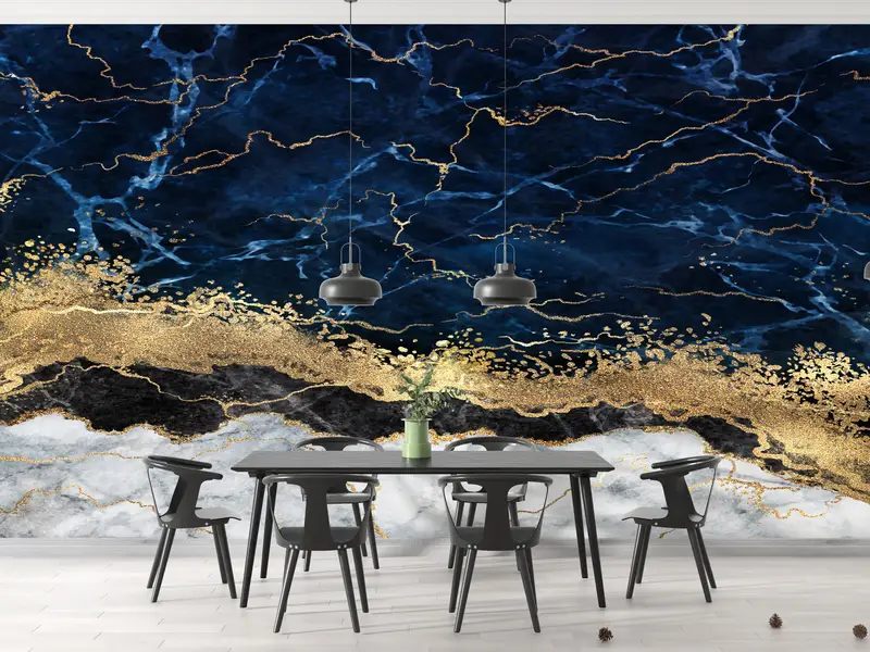 Custom Wall Paper, Marble Wall Art, Wall Paper Peel and Stick, Gold Wall Poster, 3d Wall Paper, , Contemporary Wall Decor, - 7