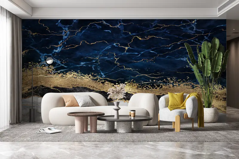 Custom Wall Paper, Marble Wall Art, Wall Paper Peel and Stick, Gold Wall Poster, 3d Wall Paper, , Contemporary Wall Decor, - 6