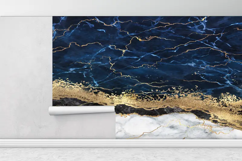 Custom Wall Paper, Marble Wall Art, Wall Paper Peel and Stick, Gold Wall Poster, 3d Wall Paper, , Contemporary Wall Decor, - 1