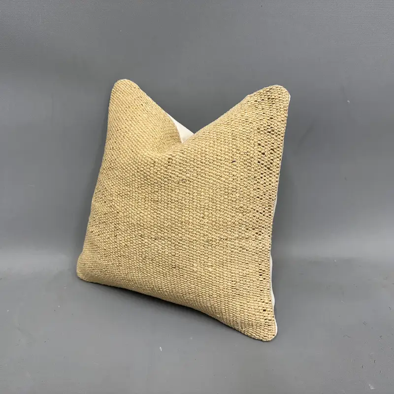 Vintage Kilim Throw Pillow, Cushion Case, Vintage Kilim Pillow, 12x12 Beige Cushion Cover, Garden Pillow Case, Handmade Kilim Cushion - 3