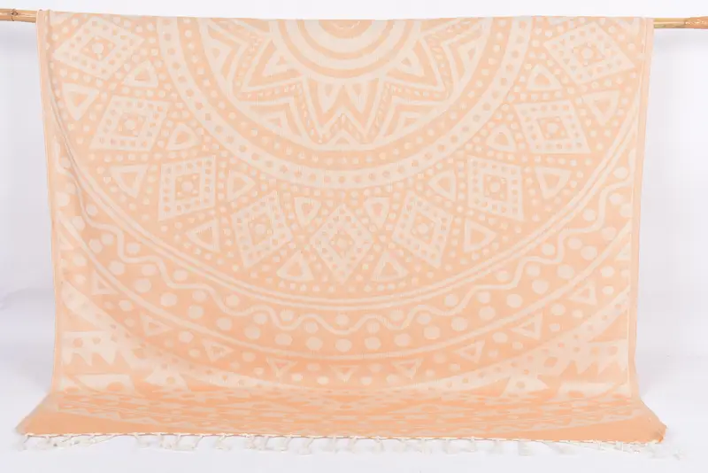 Turkish Towel Beach Towel Organic Cotton Mustard Pattern, 70x40 Inches