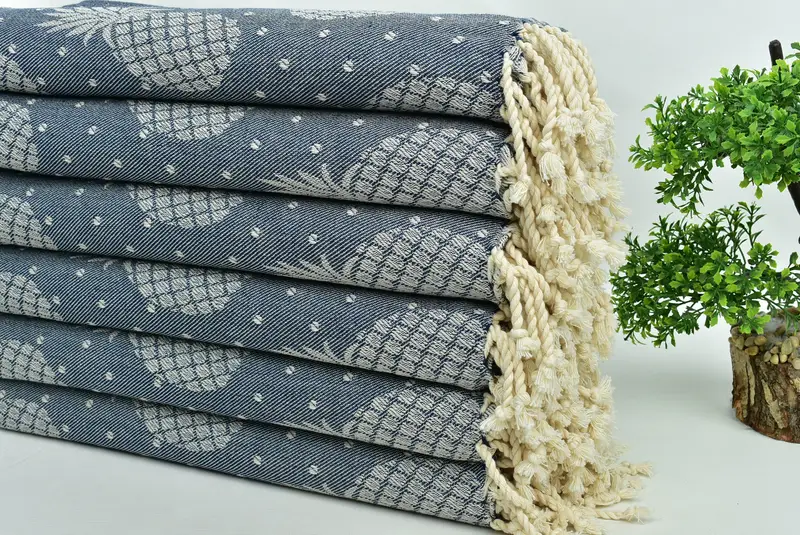 Sand-free towel, 80x40 Cotton Pineapple Design Towel, Travel Towel, Handmade Gift, Summer Gift, First Wedding Anniversary Gift, Turkish Towel Beach - 4