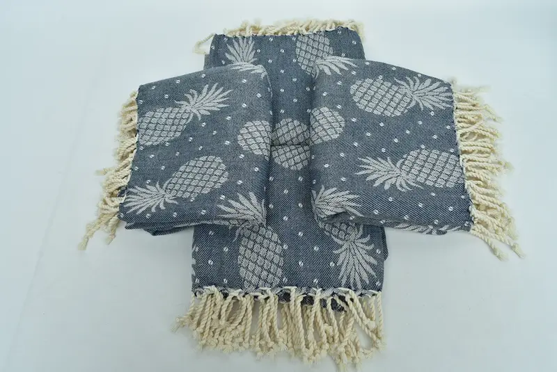 Sand-free towel, 80x40 Cotton Pineapple Design Towel, Travel Towel, Handmade Gift, Summer Gift, First Wedding Anniversary Gift, Turkish Towel Beach - 7
