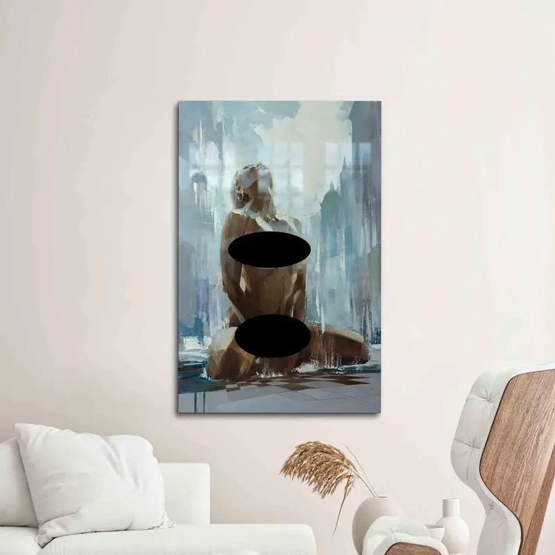 Elegant Printed Glass: Sensual Woman Design for Modern Elegance