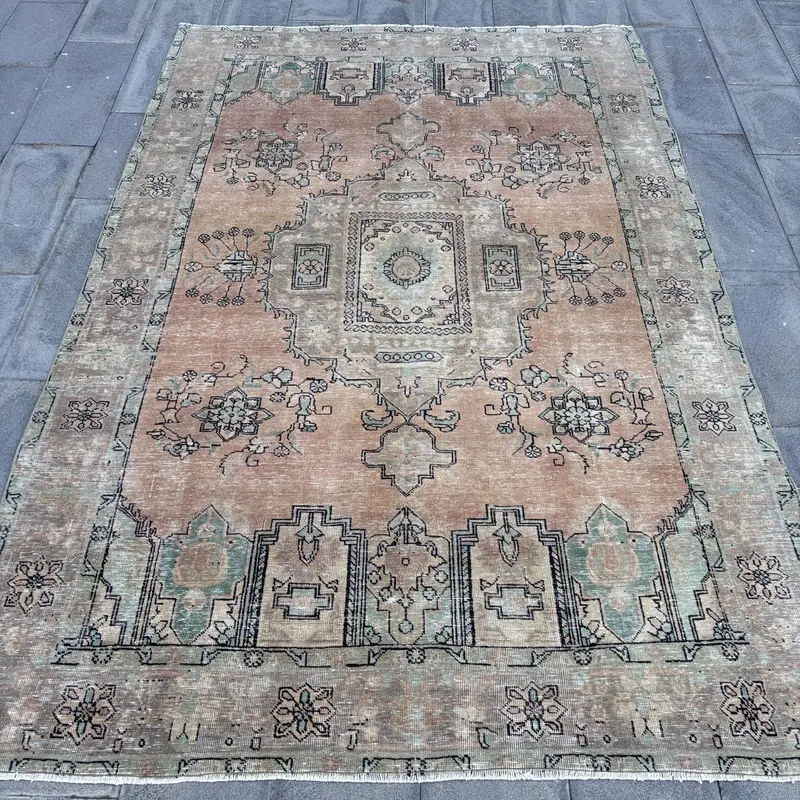 Vibrant 6,6x10 ft Rug, Striped with Geometric Patterns