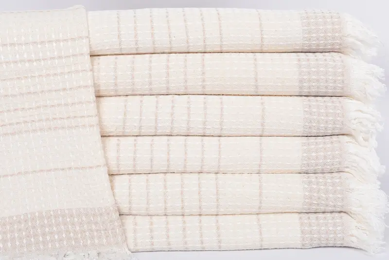 Small Bath Towels Light Beige Waffle Hand Towel, 40x20 Inches