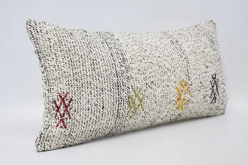Ikat Pillow, Colorful Cushion Cover, Turkish Pillow, Gift Pillow, Pillow Sham, 12x24 White Cushion Case, Antique Pillows - 3