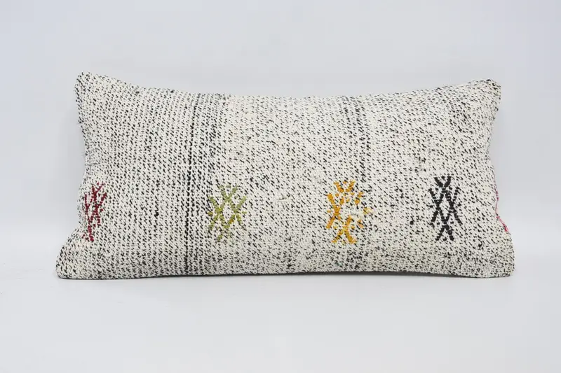 Ikat Pillow, Colorful Cushion Cover, Turkish Pillow, Gift Pillow, Pillow Sham, 12x24 White Cushion Case, Antique Pillows - 1