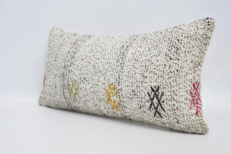 Ikat Pillow, Colorful Cushion Cover, Turkish Pillow, Gift Pillow, Pillow Sham, 12x24 White Cushion Case, Antique Pillows - 4