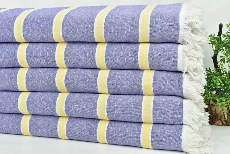 Custom Shower Curtain, Bridal Shower Gift, Woven Blanket, Family Gift Basket, 96x84 Cotton Striped Towel, Housewarming Gift, King Size Bedspread - 3