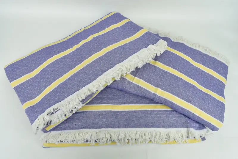 Custom Shower Curtain, Bridal Shower Gift, Woven Blanket, Family Gift Basket, 96x84 Cotton Striped Towel, Housewarming Gift, King Size Bedspread - 6