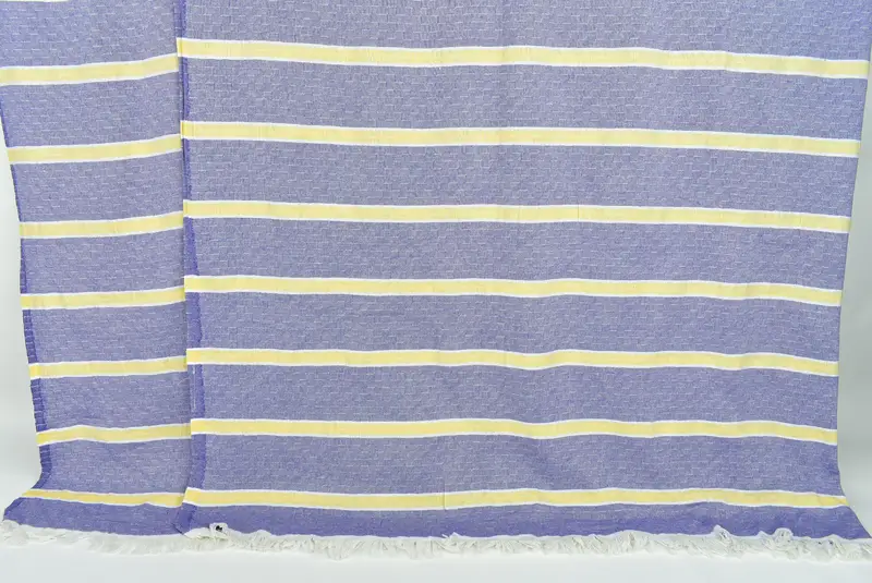 Custom Shower Curtain, Bridal Shower Gift, Woven Blanket, Family Gift Basket, 96x84 Cotton Striped Towel, Housewarming Gift, King Size Bedspread - 7