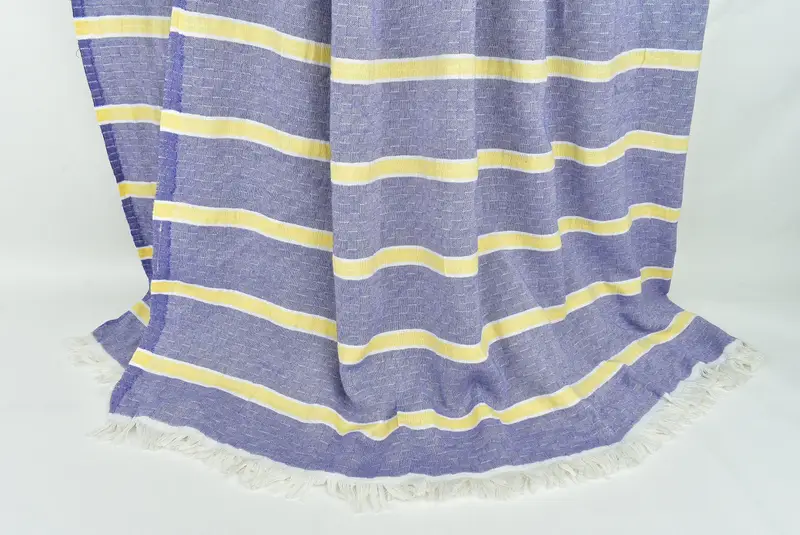 Custom Shower Curtain, Bridal Shower Gift, Woven Blanket, Family Gift Basket, 96x84 Cotton Striped Towel, Housewarming Gift, King Size Bedspread - 8