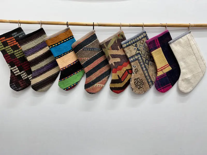 Festive Christmas Ornaments Pattern, 7-Inch Wide Christmas Stocking