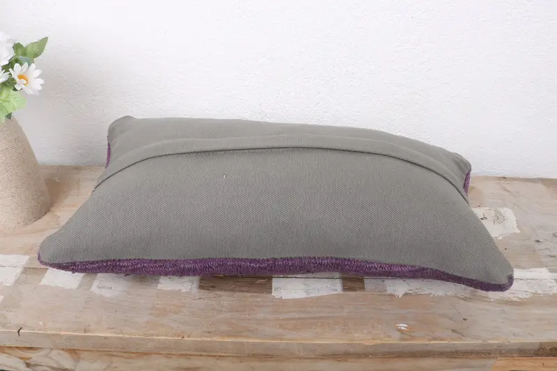 Ethnical Kilim Rug Pillow, 8x16 Purple Pillow, Antique Pillows, Vintage Kilim Throw Pillow, Cushion Case, Decorative Bolster Pillow Cover - 7
