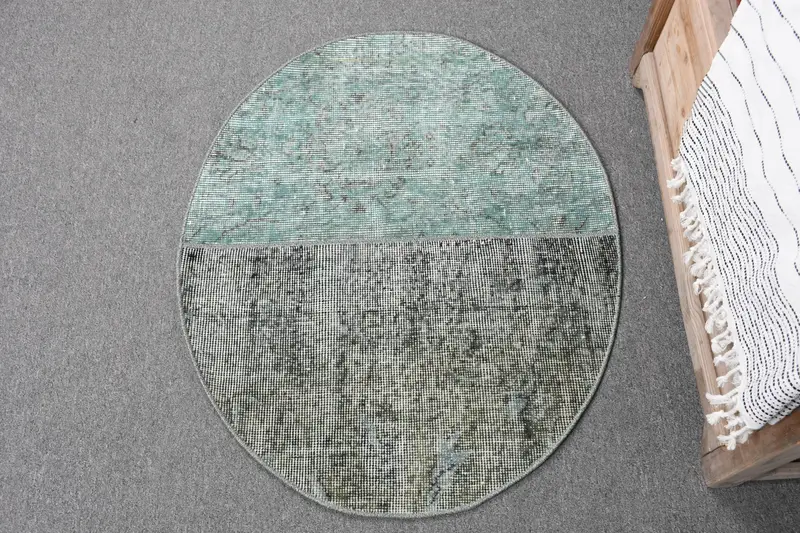 グリーンイカットラグ、2.5x3フィートのエレガントな装飾