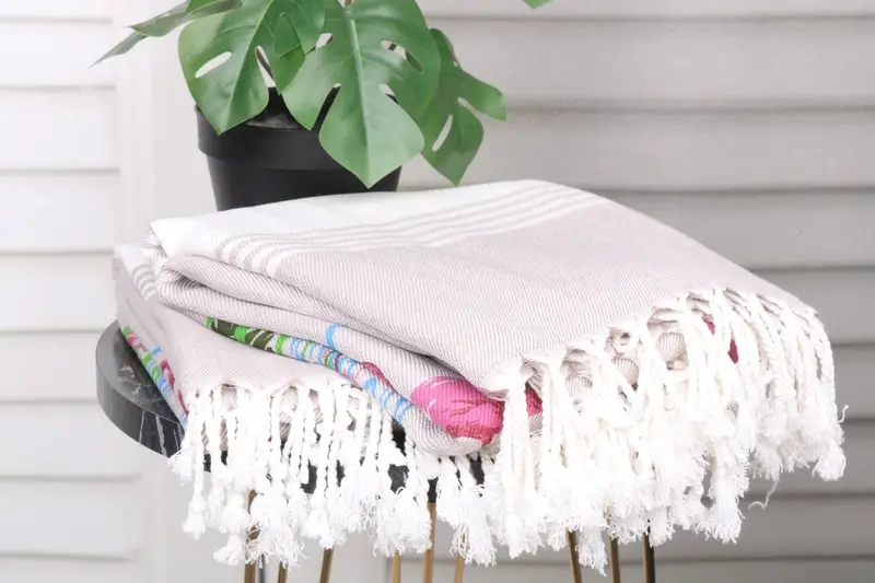 Housewarming Gift, Fouta towel, Personalized Beach Towel, 70x40 Cotton Summer Print Striped Towel, Gift Towel, Bridemaids Beach Towel, Wedding Towel - 4