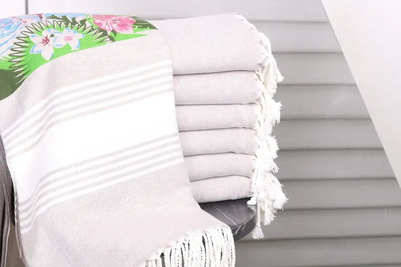 Housewarming Gift, Fouta towel, Personalized Beach Towel, 70x40 Cotton Summer Print Striped Towel, Gift Towel, Bridemaids Beach Towel, Wedding Towel - 2
