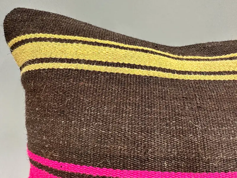 Chair Cushion Cover, Vintage Kilim Throw Pillow, Throw Kilim Pillow, Couch Cushion, Pillow Sham, Home Decor Pillow, 18x18 Brown Cushion Cover - 5